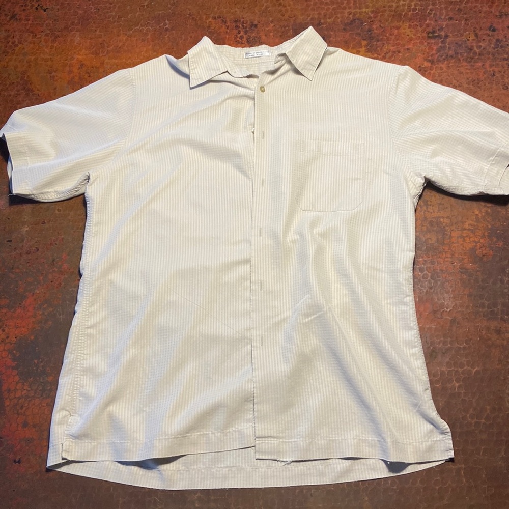 Alfani L Short-Sleeve Cream Button-Down